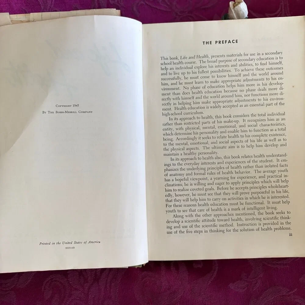 1945 Life and Health by Wilson, Bracken and Almack, Vintage School Book